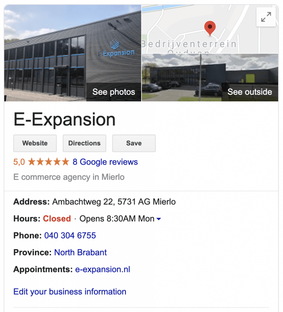 E-Expansion Google Mijn Bedrijf